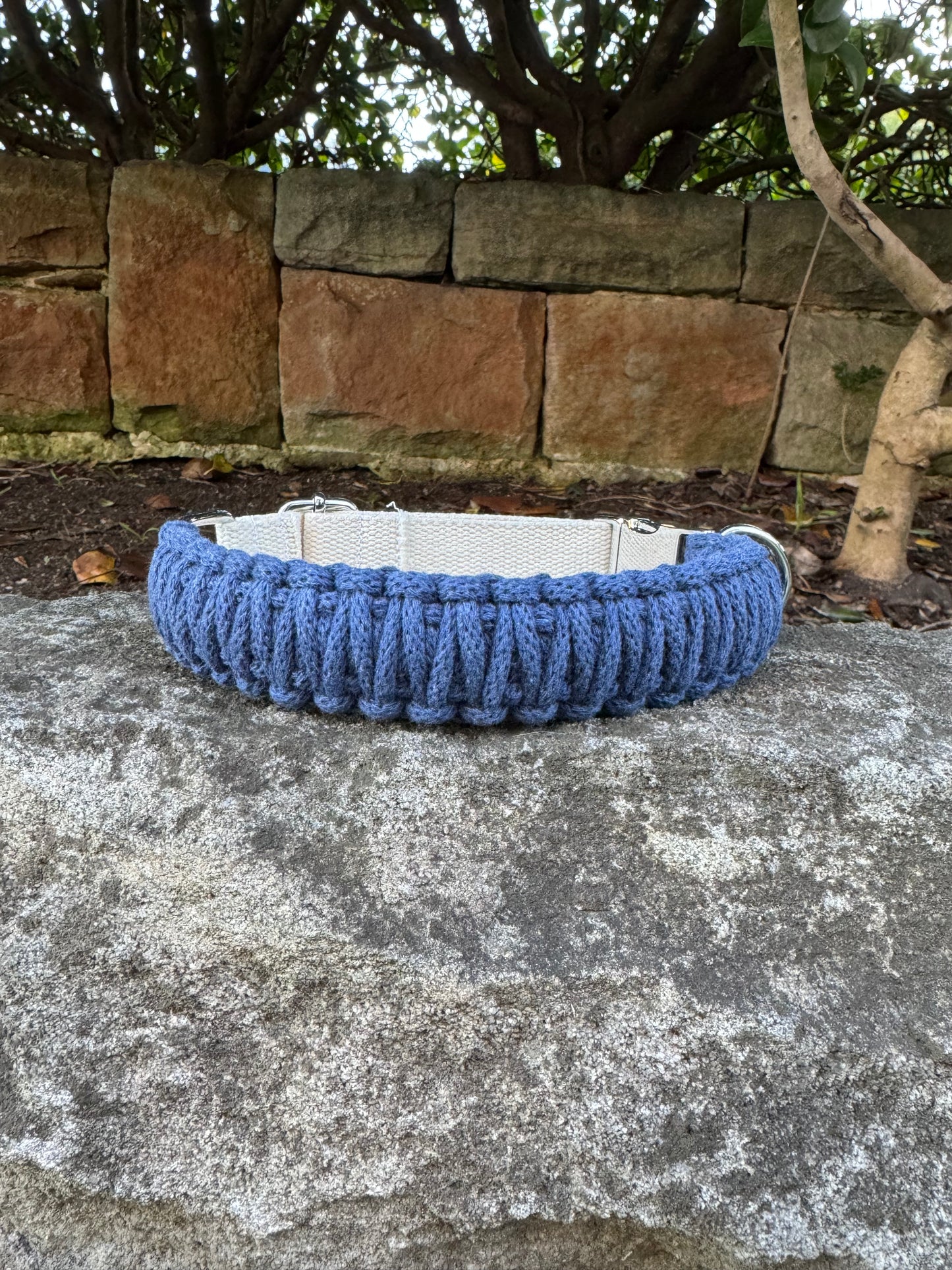 Macrame Collar - Denim King Cobra L