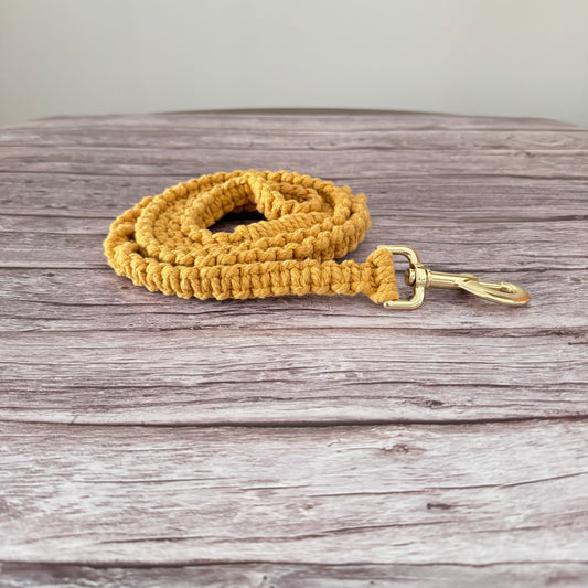 Macrame Leash - Mustard + Gold *Seconds*
