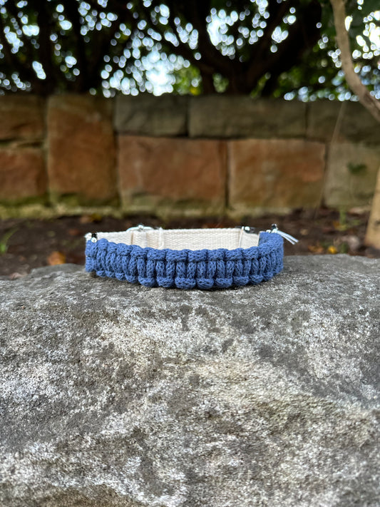 Macrame Collar - Denim Cobra